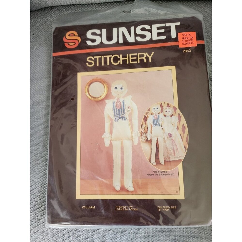 Vintage Sunset Stitchery 18" Bride  & Groom Doll Kit  2kits in lot